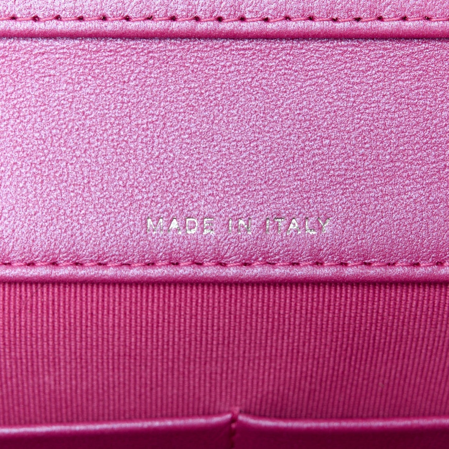 Iridescent Mirror Goatskin Quilted Clutch With Chain Pink