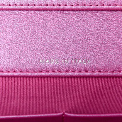 Iridescent Mirror Goatskin Quilted Clutch With Chain Pink