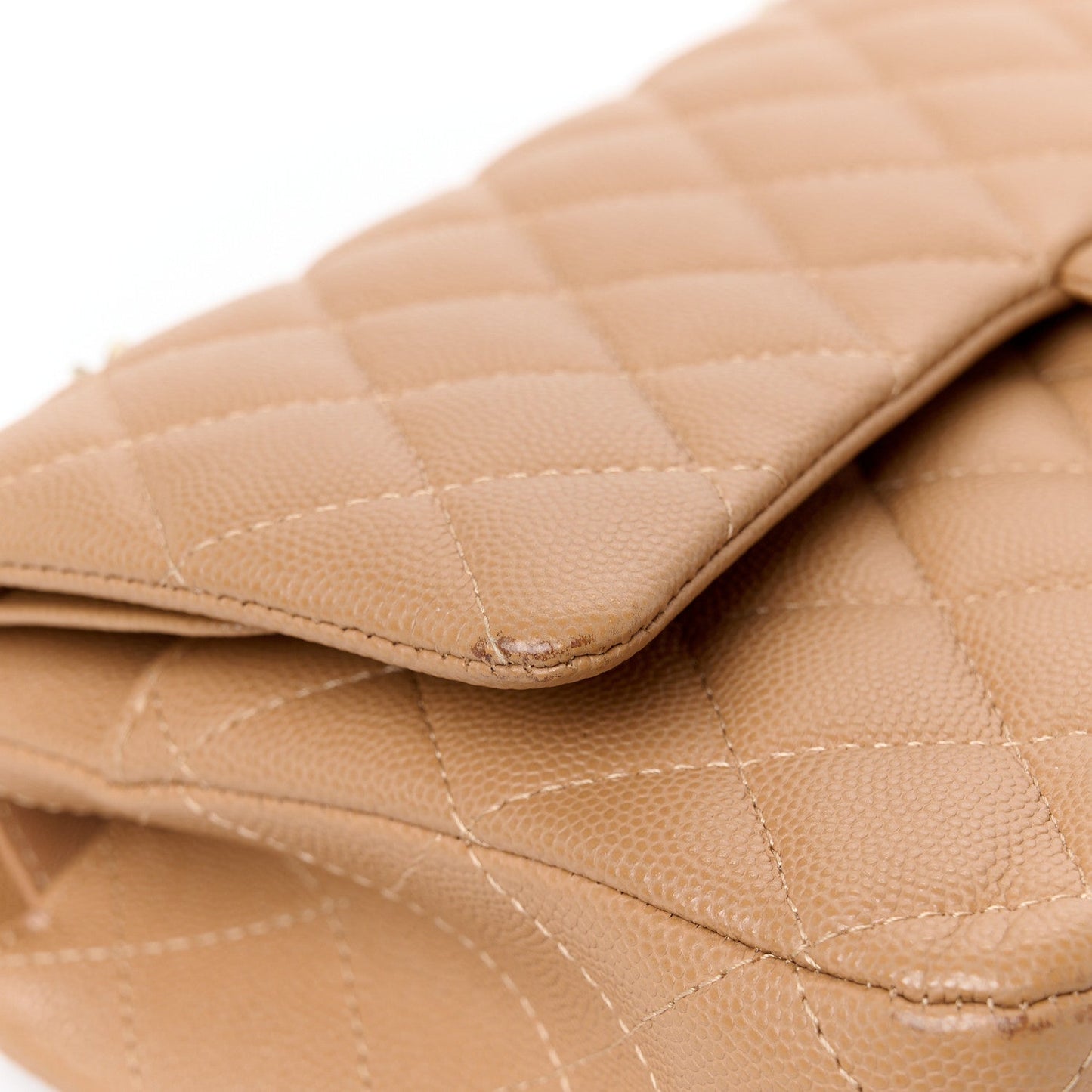 Caviar Quilted Medium Double Flap Dark Beige