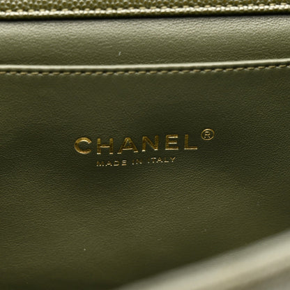 Caviar Quilted Mini Coco First Flap Khaki