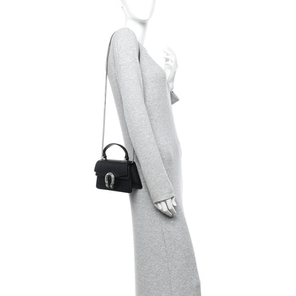 Dollar Calfskin Crystal Mini Dionysus Top Handle Bag Black Crystal
