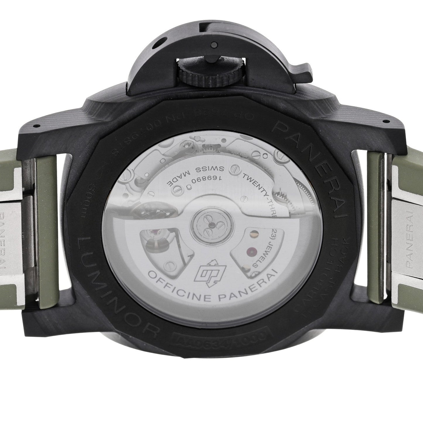 Carbon Rubber 40mm Luminor Quaranta Carbotech Automatic Watch Green PAM01526