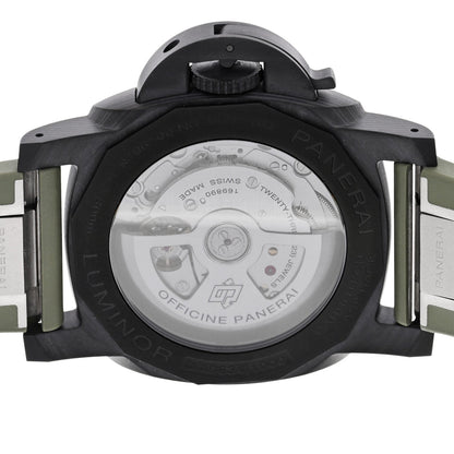 Carbon Rubber 40mm Luminor Quaranta Carbotech Automatic Watch Green PAM01526
