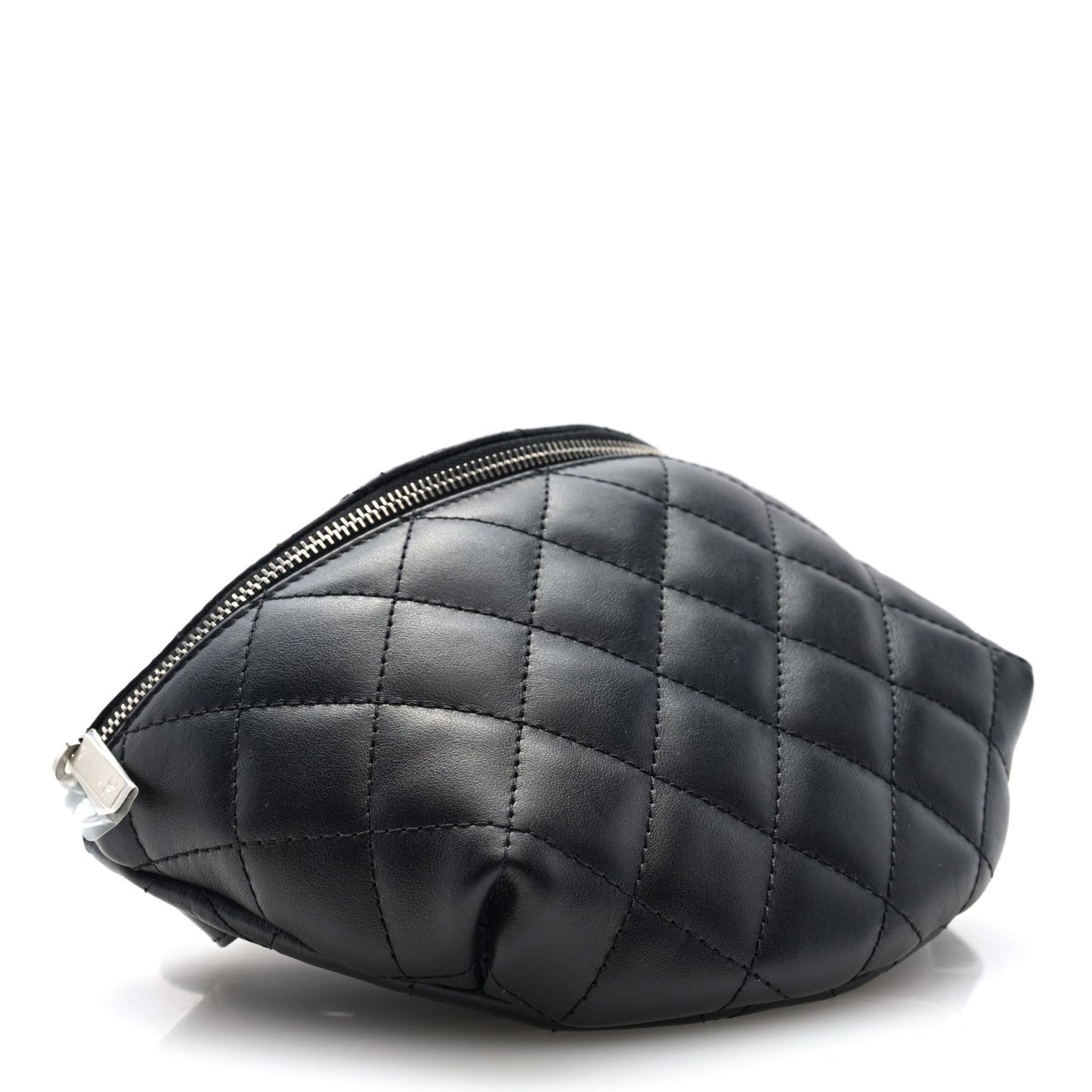 Lambskin Quilted Waist Belt Bag Black