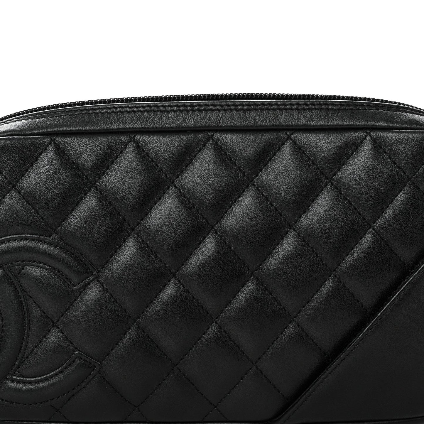 Calfskin Quilted Cambon Pochette Black