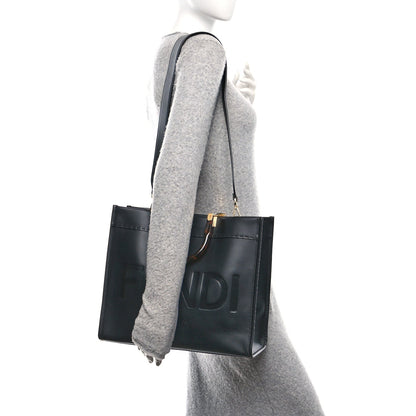 Vitello King Plexiglass Medium Fendi Sunshine Shopper Tote Black