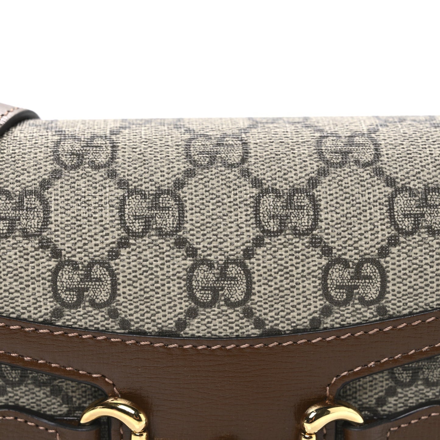 GG Supreme Monogram Mini Horsebit 1955 Shoulder Bag Beige Brown Sugar