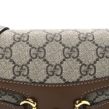 GG Supreme Monogram Mini Horsebit 1955 Shoulder Bag Beige Brown Sugar