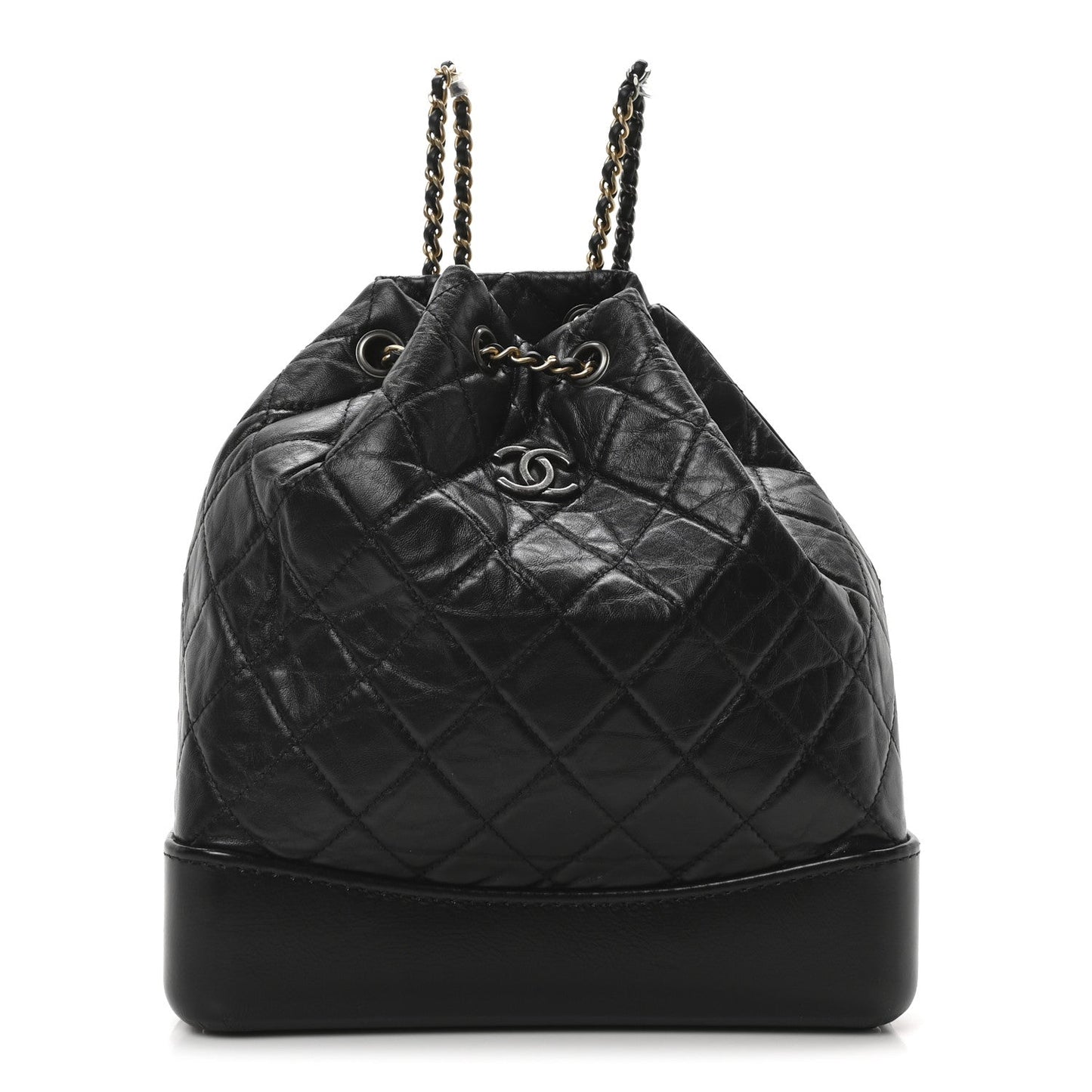 Aged Calfskin Quilted Small Gabrielle Backpack Black