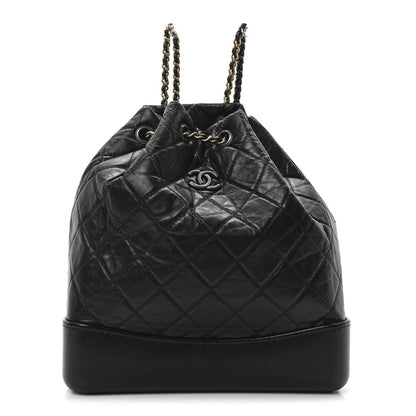 Aged Calfskin Quilted Small Gabrielle Backpack Black