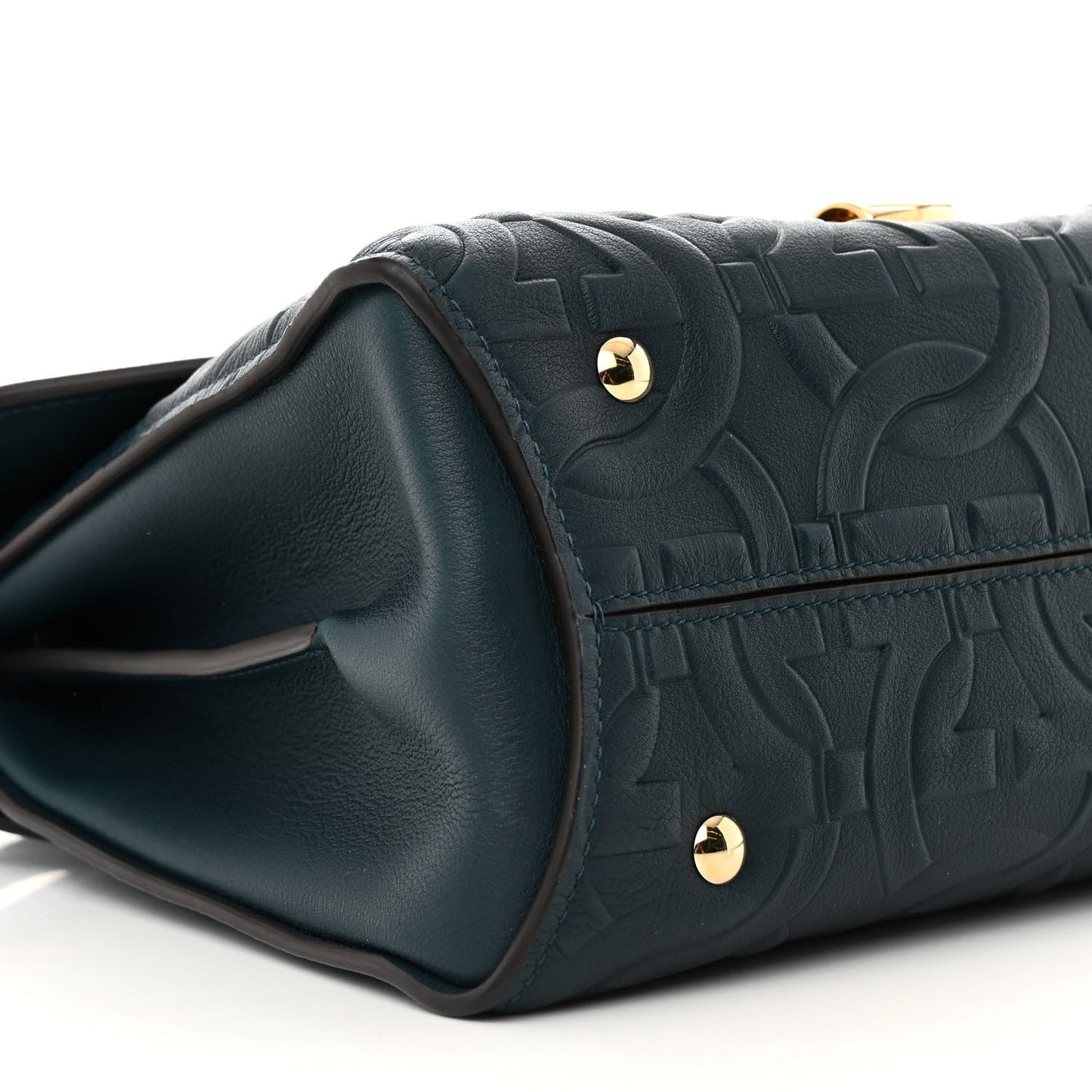 Calfskin Embossed Small Margot Top Handle Divisa Green