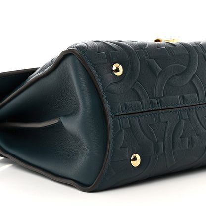Calfskin Embossed Small Margot Top Handle Divisa Green