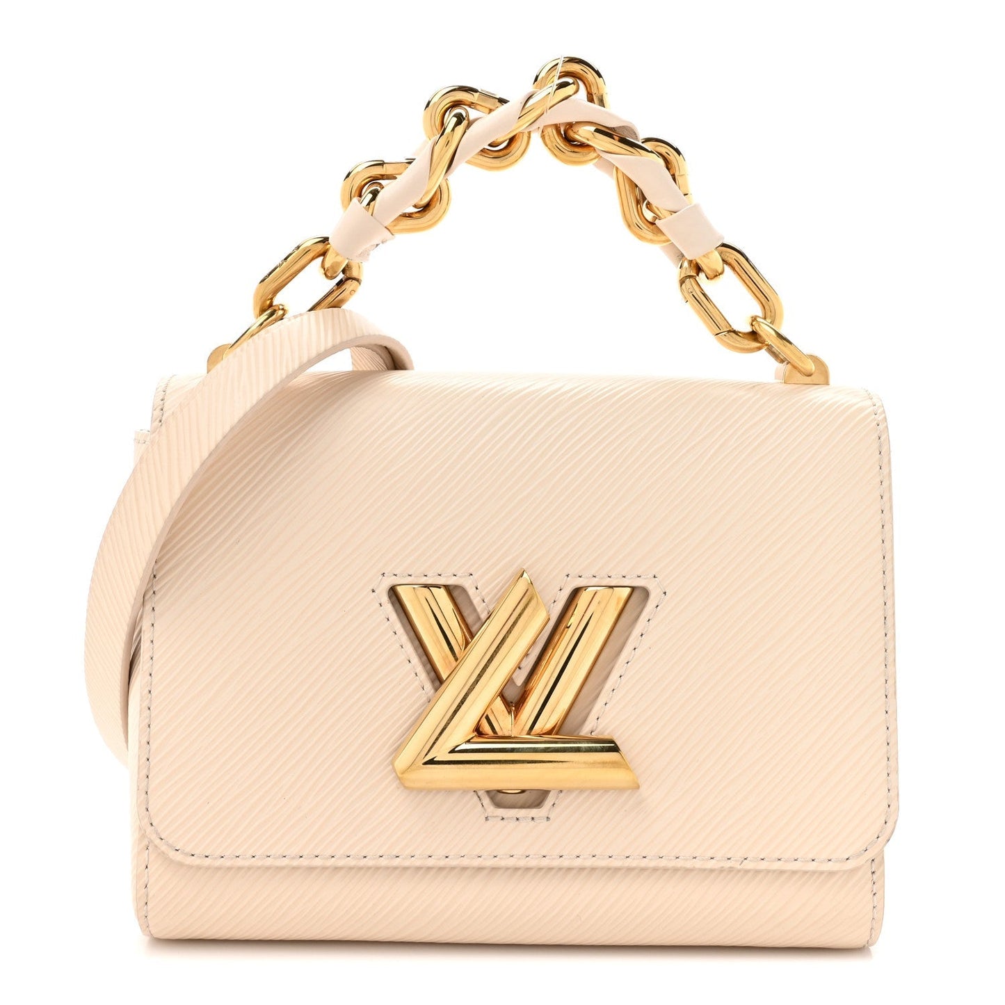Epi Twist Braided Chain Shoulder Bag PM Quartz White