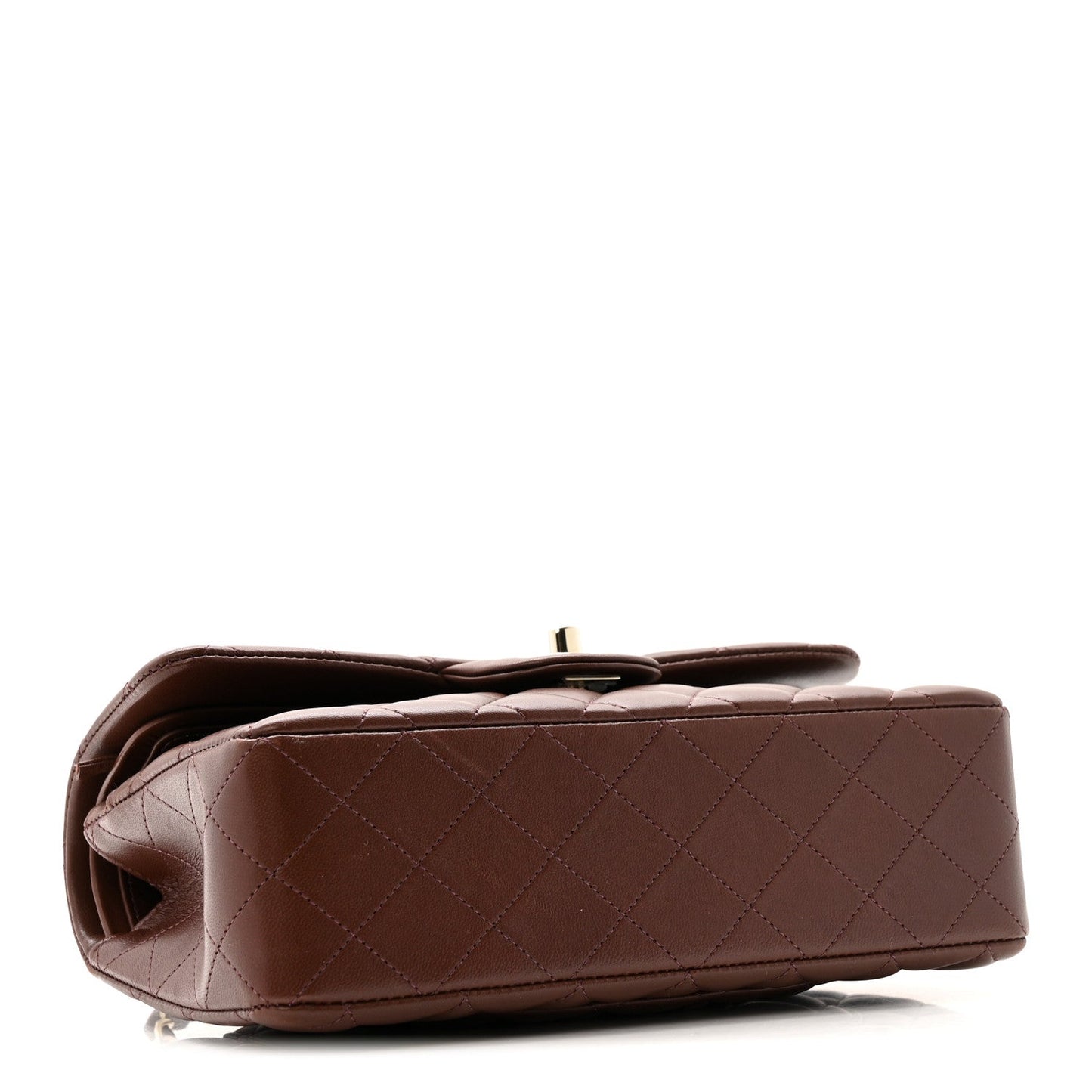 Lambskin Quilted Small Double Flap Dark Brown
