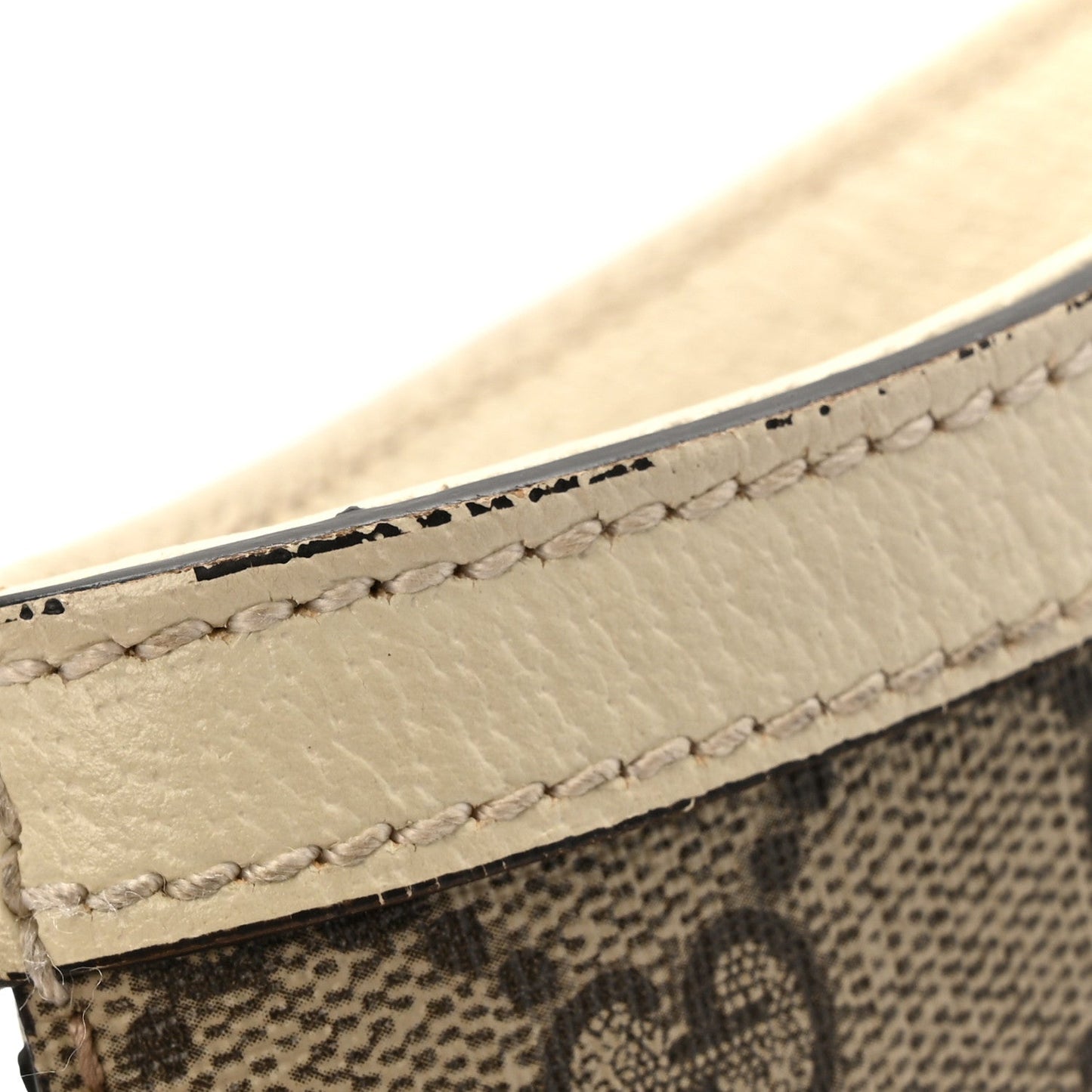 GG Supreme Monogram Textured Dollar Calfskin Web Medium Ophidia Shopping Tote Beige Ebony Mystic White