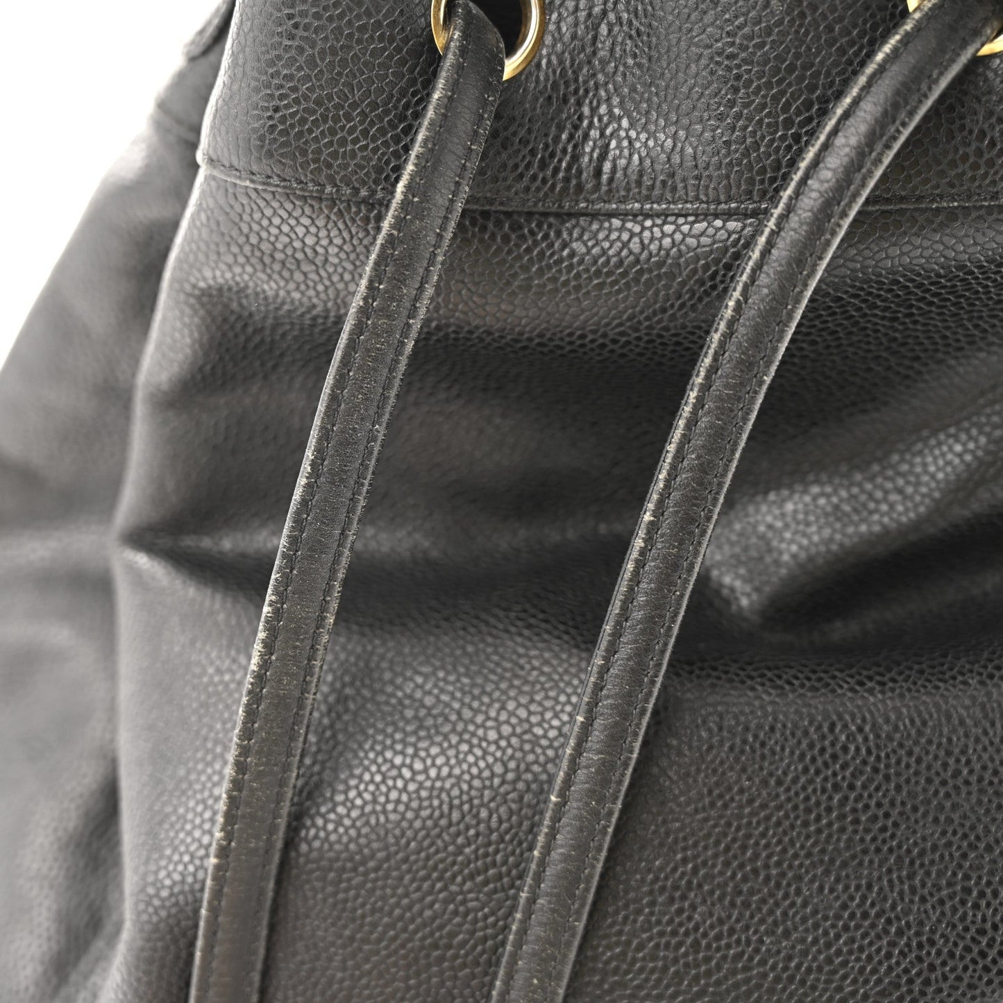 Caviar Quilted Drawstring Backpack Black
