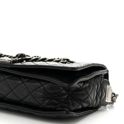 Calfskin Enchained New Medium Boy Flap Black