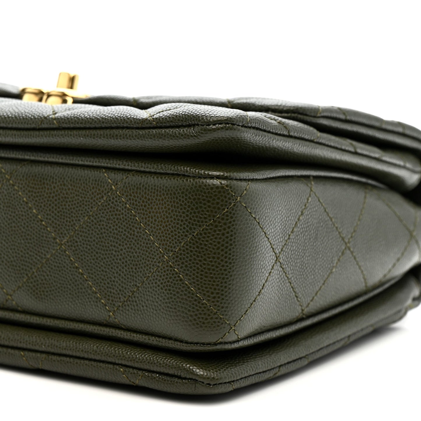 Caviar Quilted Mini Coco First Flap Khaki