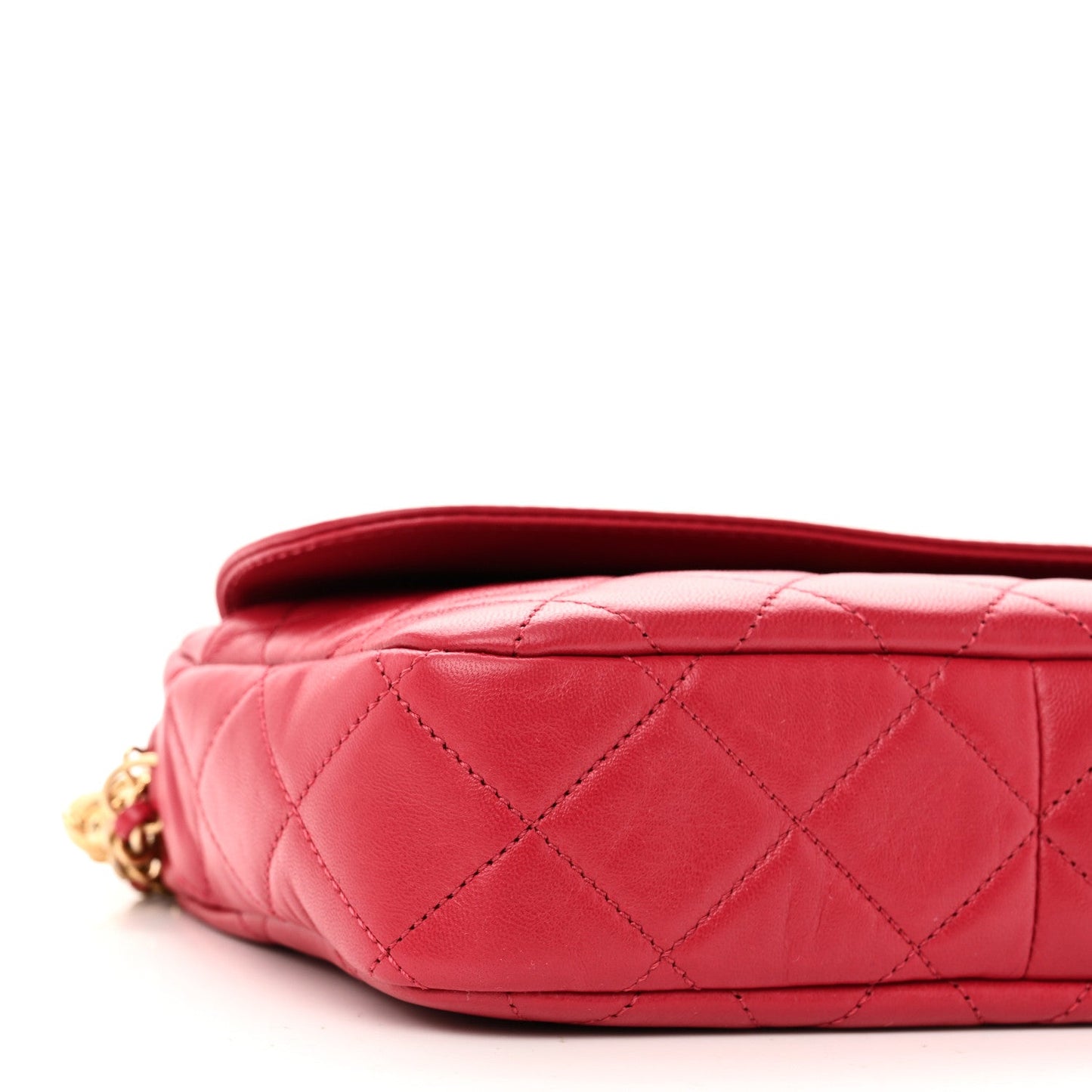 Lambskin Quilted Chain & Tassel Small Camera Case Fuchsia