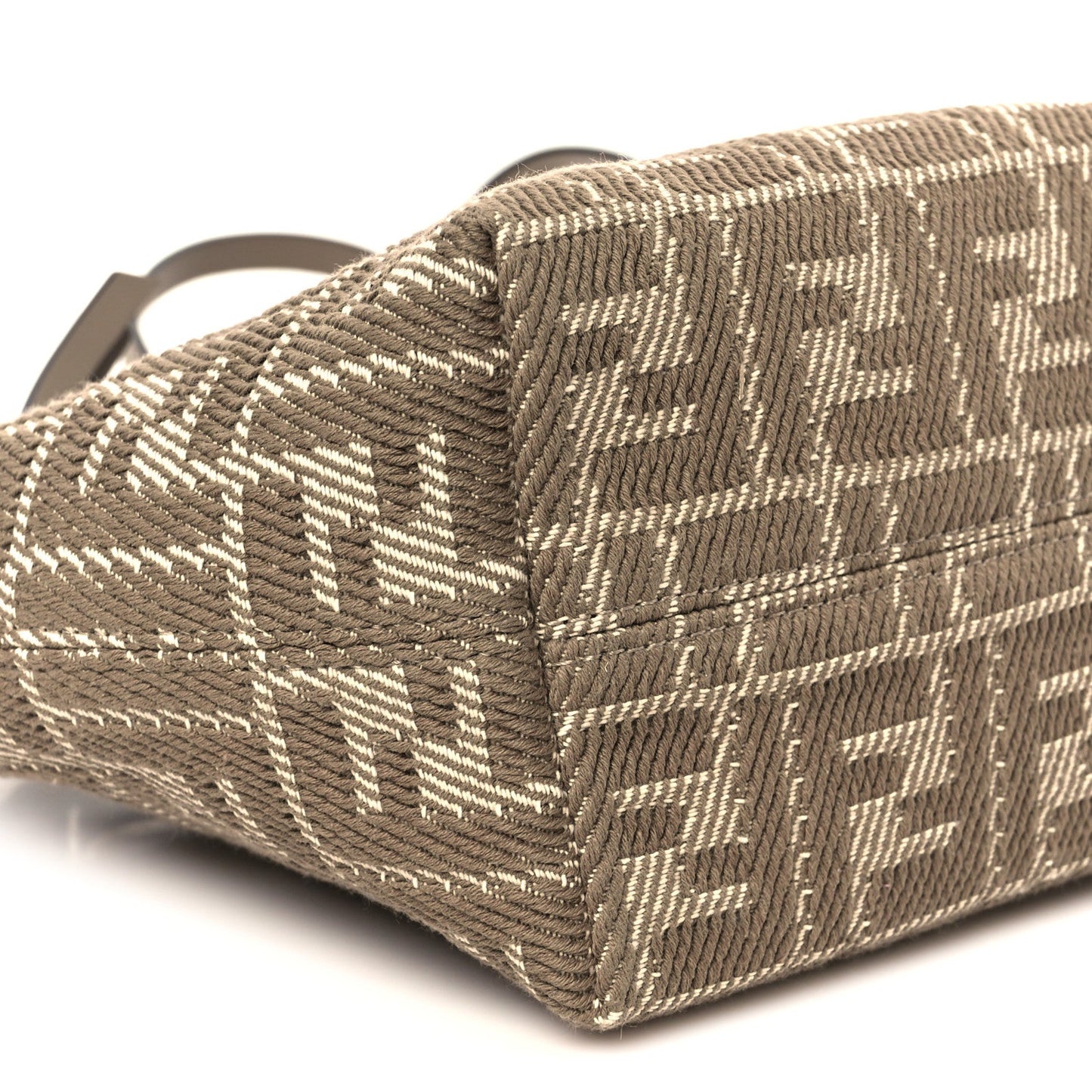 Denim Jacquard FF Effect Vitello Grace Mini Roll Tote Dove White Dove