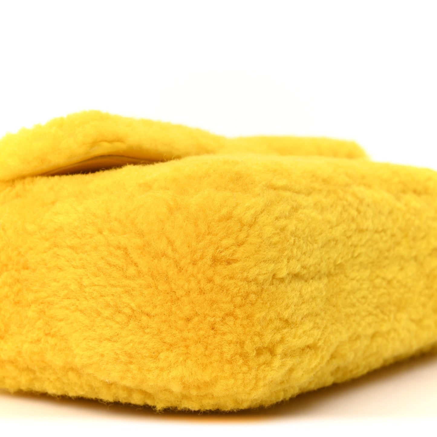 Fluffy Shearling Triomphe Claude Chain Shoulder Bag Yellow