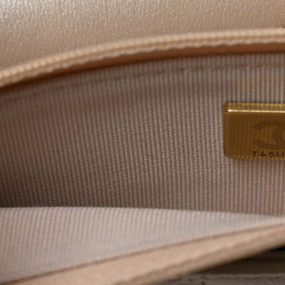 Pearly Lambskin Quilted Charms Wallet On Chain WOC Beige