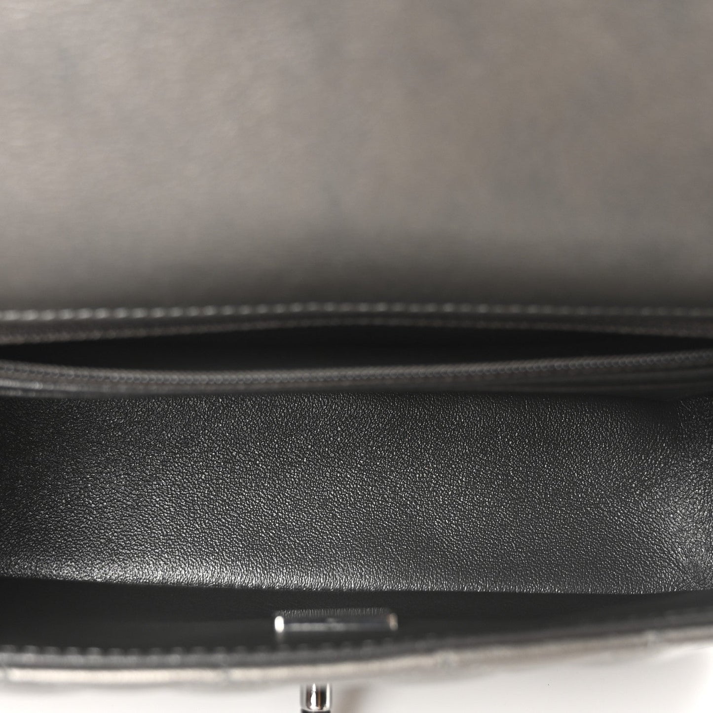 Metallic Lambskin Quilted Mini Rectangular Flap  Dark Grey