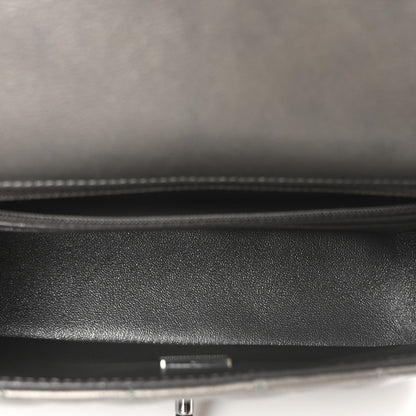 Metallic Lambskin Quilted Mini Rectangular Flap  Dark Grey