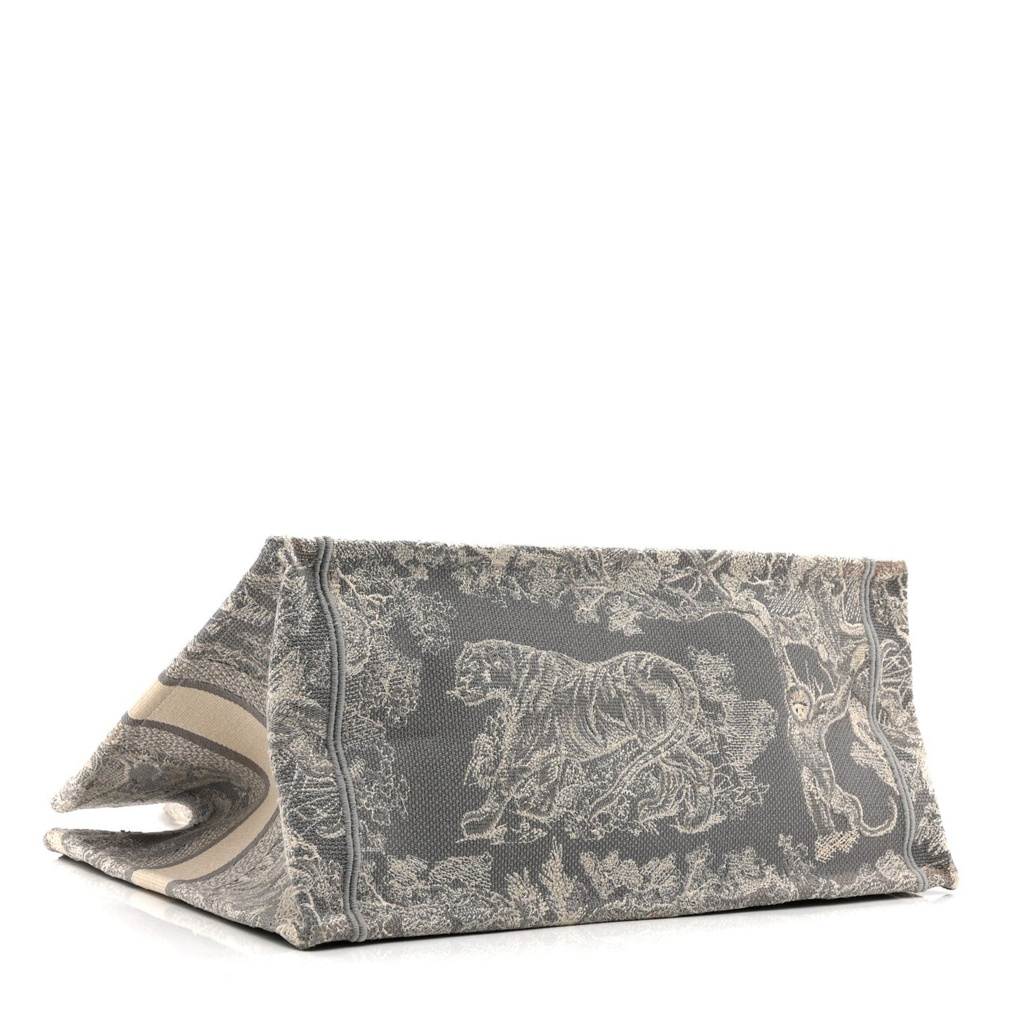 Canvas Embroidered Medium Dioriviera Toile De Jouy Reverse Book Tote Gray