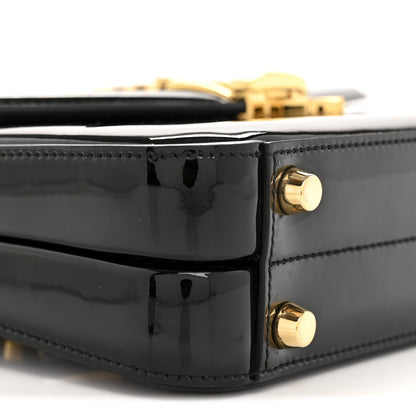 Mousse Top Patent Mini Sylvie 1969 Top Handle Bag Black