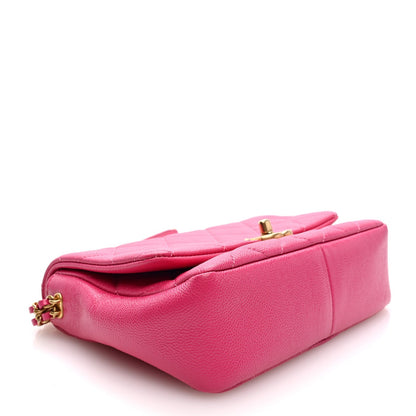 Shiny Caviar Quilted Small Chain Melody Flap Dark Pink