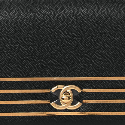 Grained Calfskin Embroidered Captain Gold Belt Bag Black