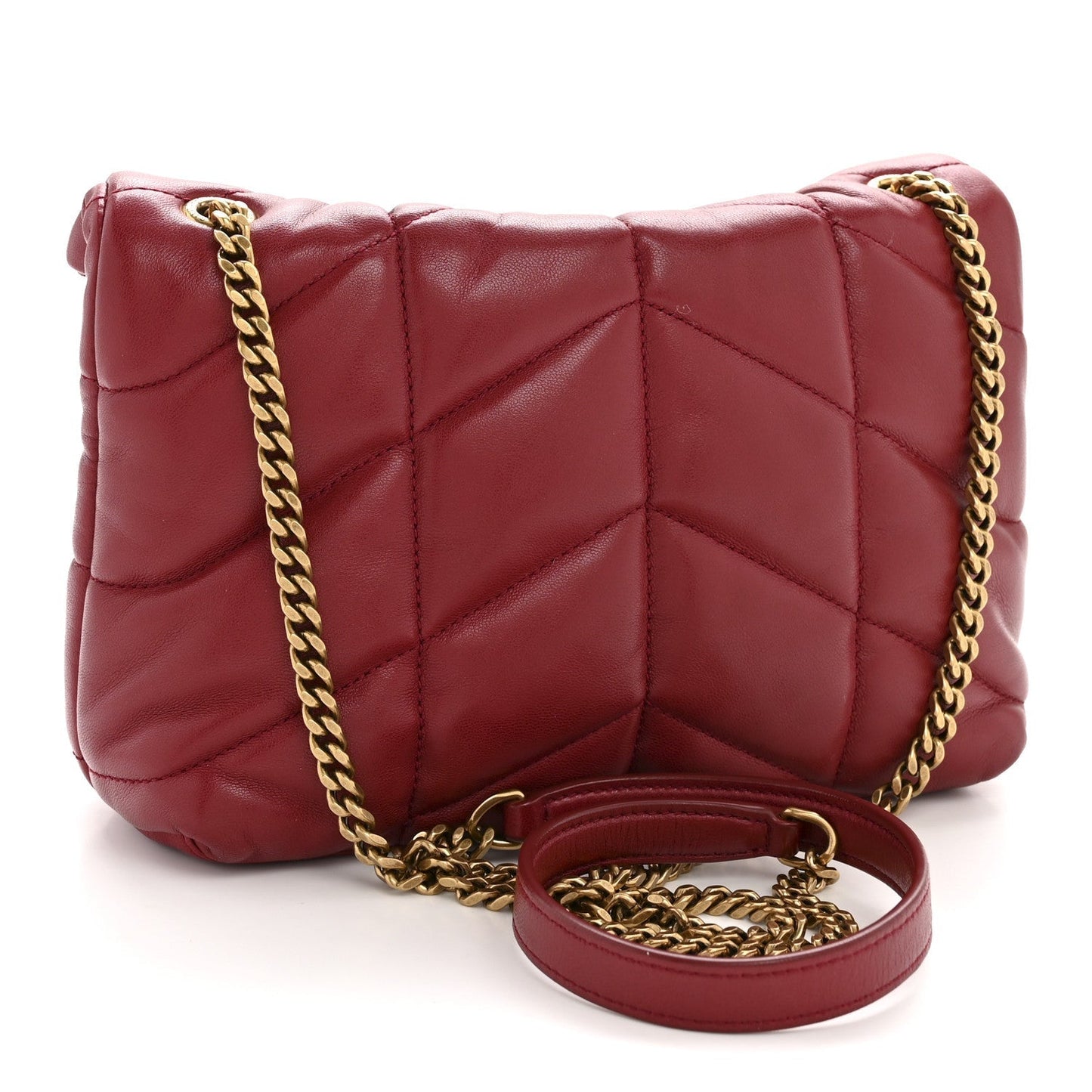 Lambskin Quilted Toy Loulou Puffer Monogram Chain Satchel Red