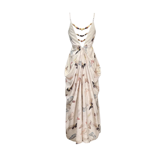 Jiangnan Heavy Industry New Chinese Backless Midi Skirt 2025 New Waisted Suspender Long Skirt R0068