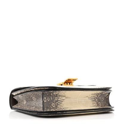 Lizard Medium Classic Box Flap Bag Natural