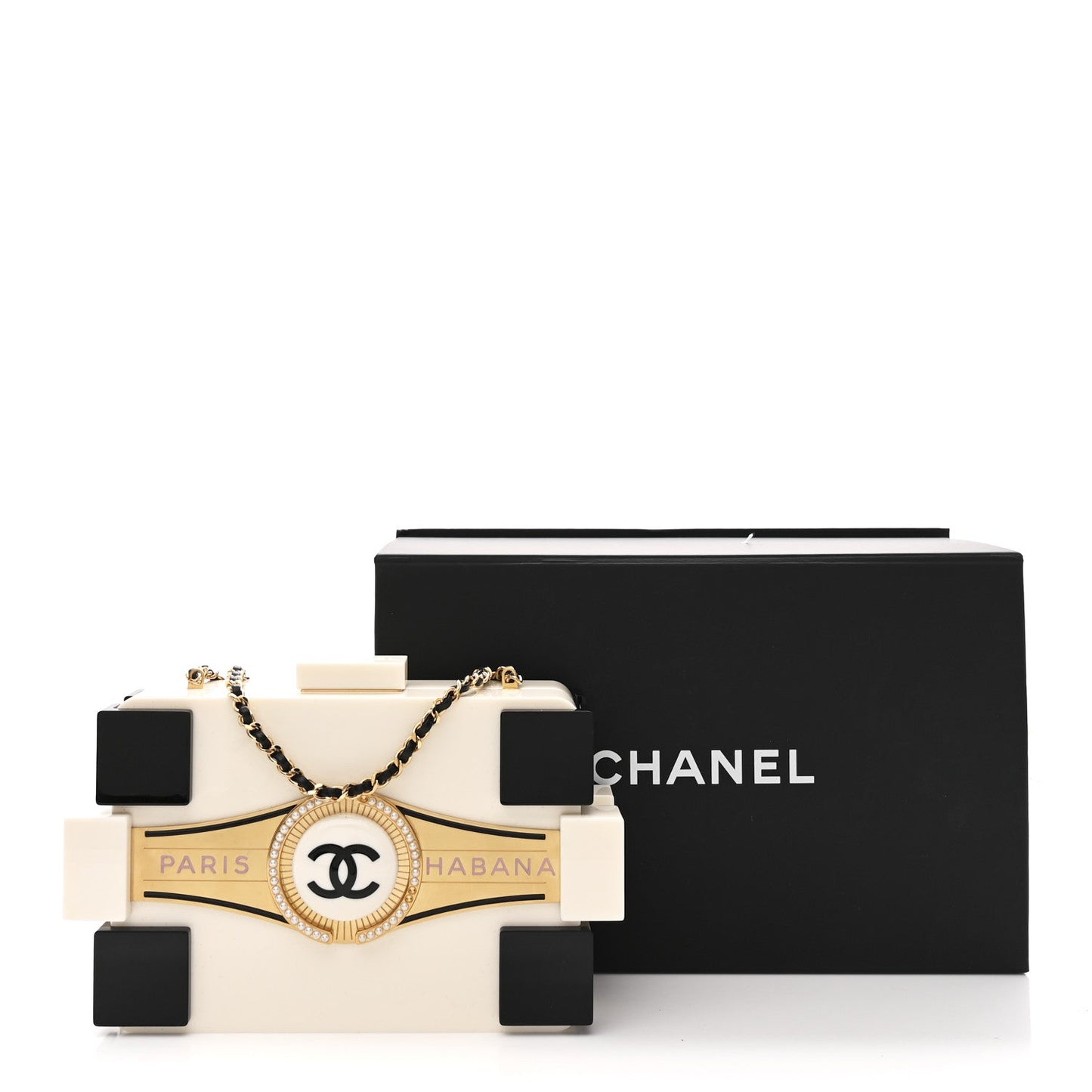 Plexiglass Boy Brick Havana by Night Clutch White Black