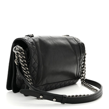 Calfskin Enchained New Medium Boy Flap Black
