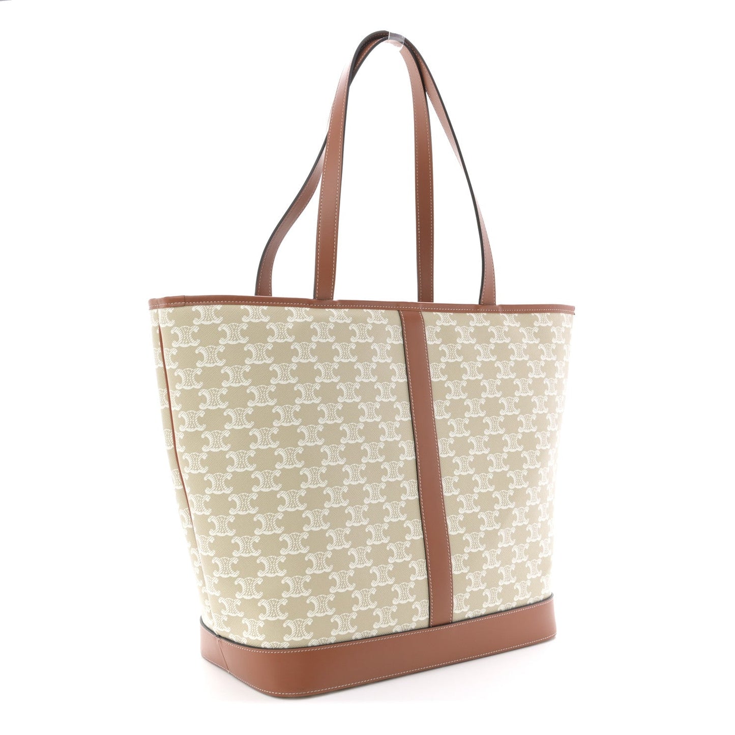 Triomphe Canvas Calfskin Medium Cabas Bag Grege