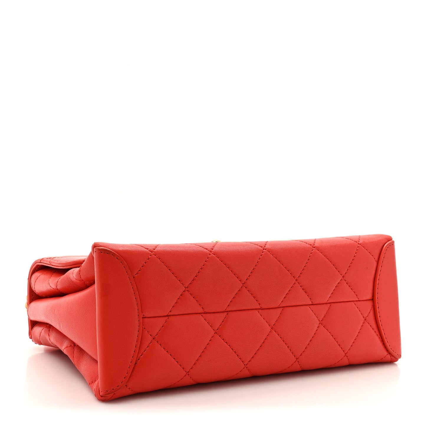 Lambskin Quilted Medium Trendy Spirit Top Handle Bag Orange