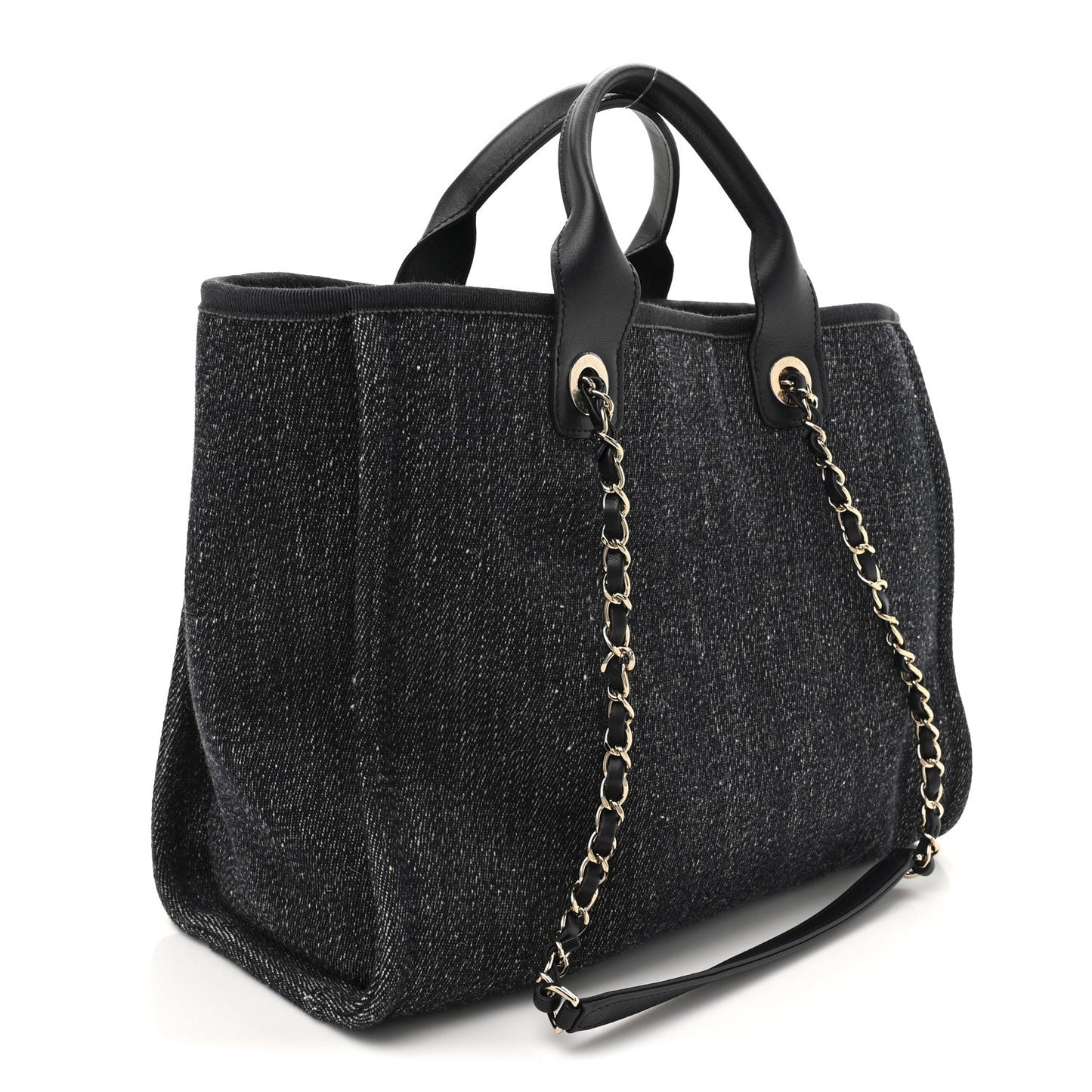 Denim Small Deauville Tote Dark Blue White
