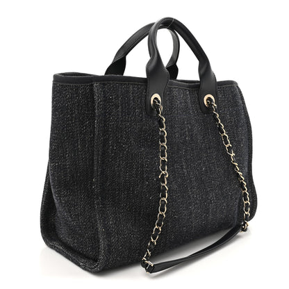 Denim Small Deauville Tote Dark Blue White