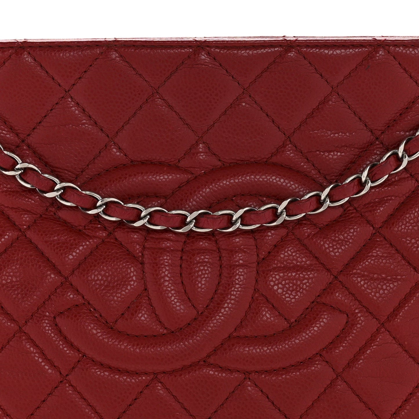Caviar Quilted Timeless CC Shopping Tote Red
