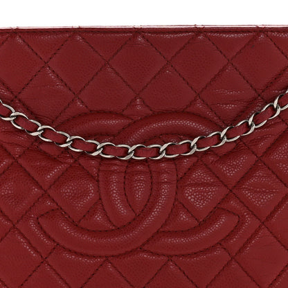Caviar Quilted Timeless CC Shopping Tote Red