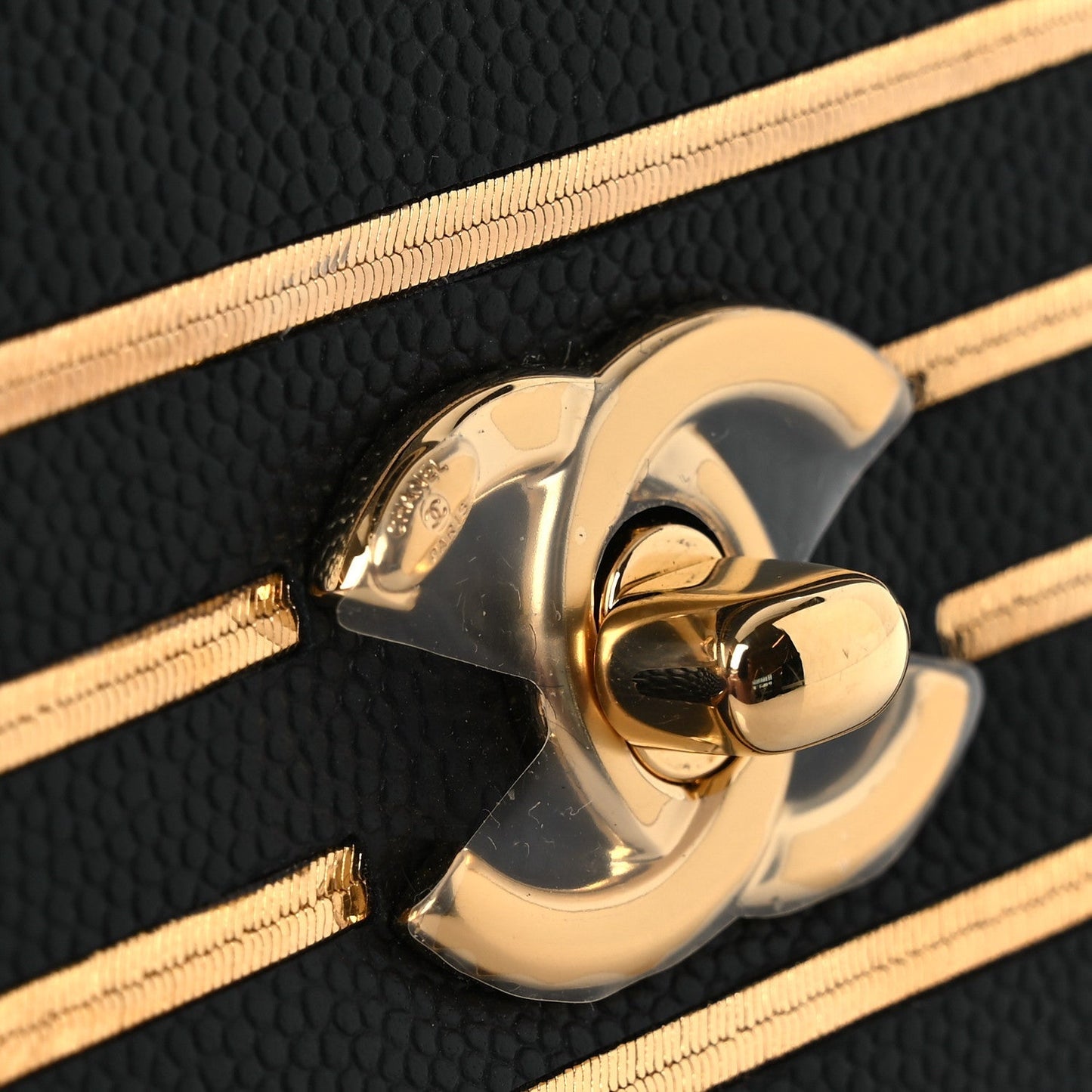 Grained Calfskin Embroidered Captain Gold Belt Bag Black