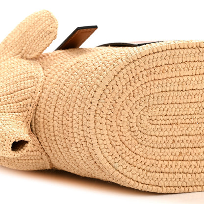 Raffia Small Elephant Basket Tote Bag Natural Tan