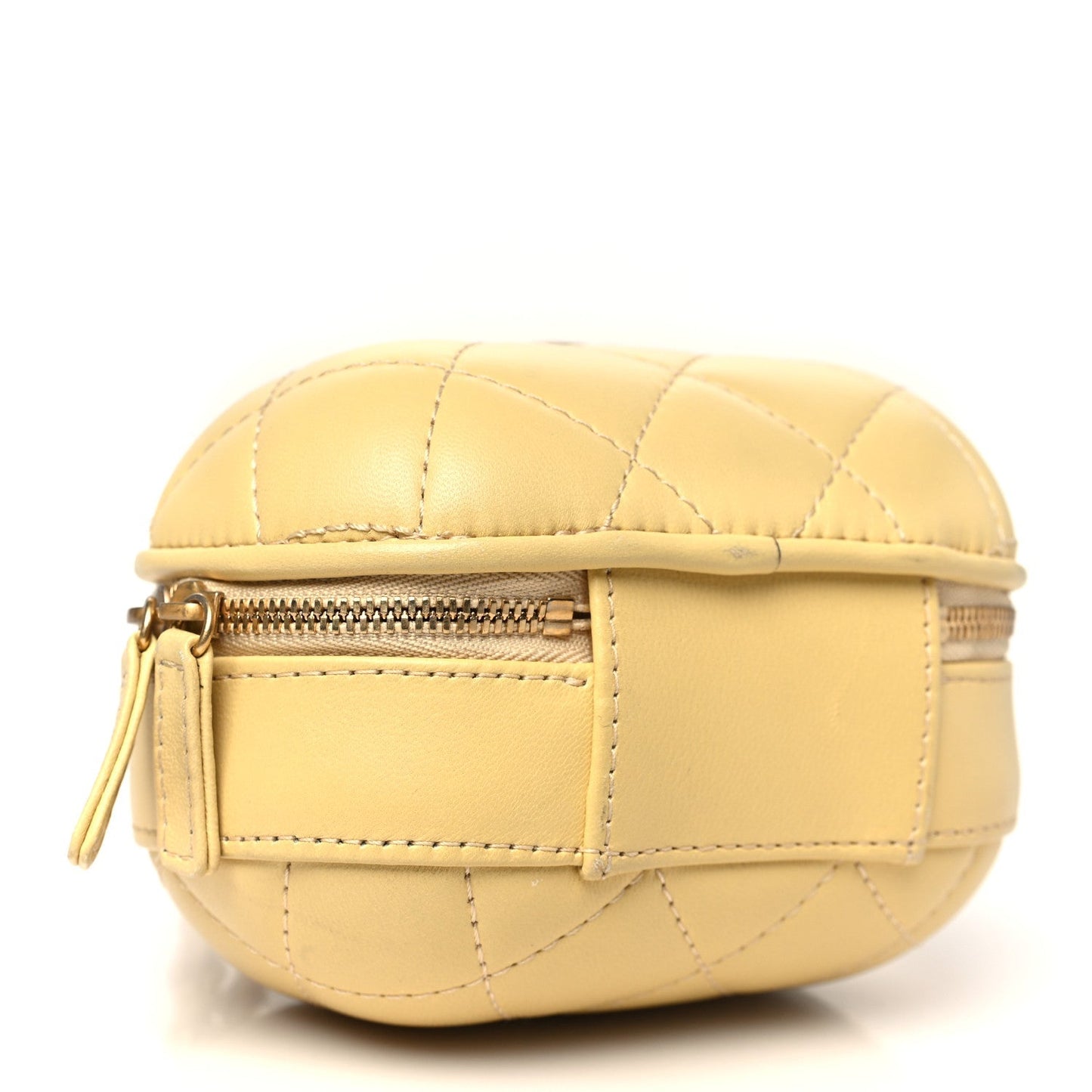 Lambskin Quilted CC Bubble Vanity Case With Chain Light Yellow