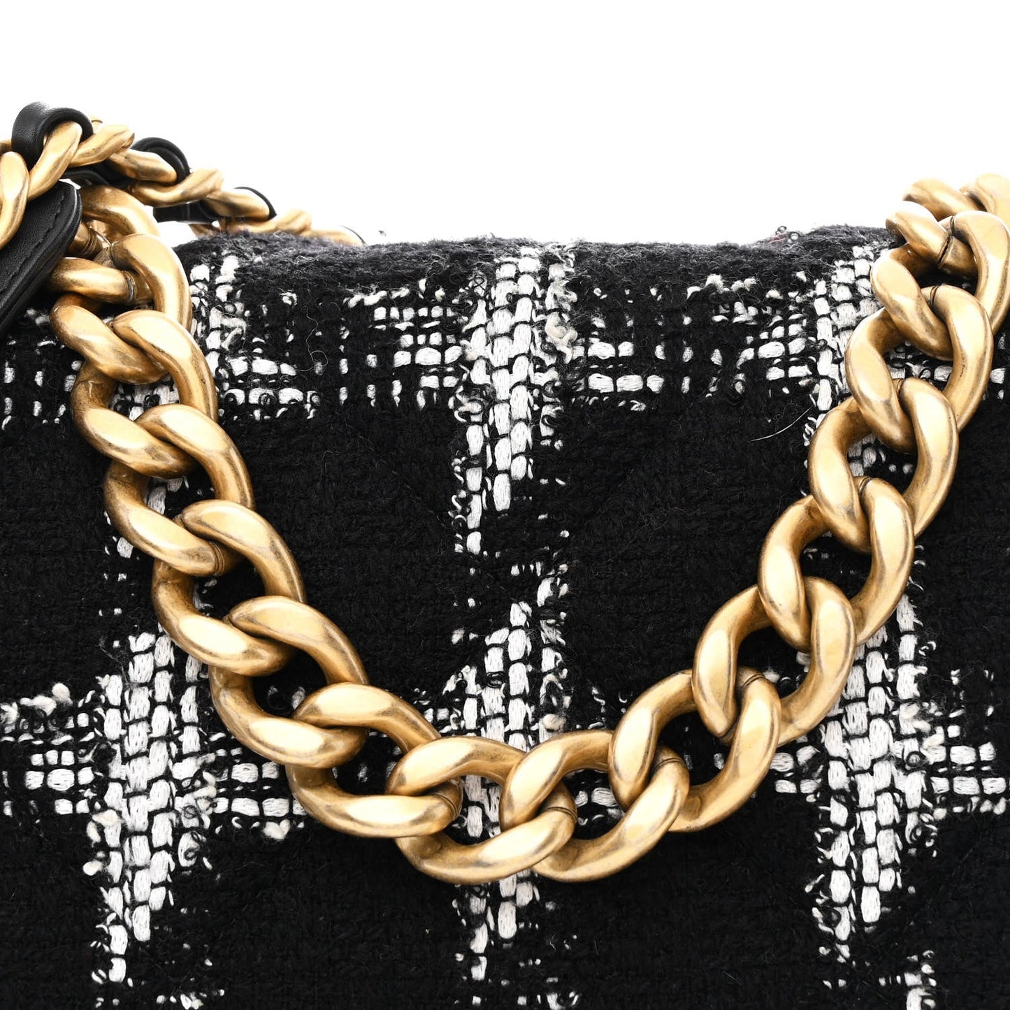 Tweed Quilted Maxi Chanel 19 Flap Black White