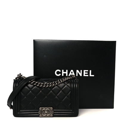 Calfskin Quilted Medium Boy Flap Black
