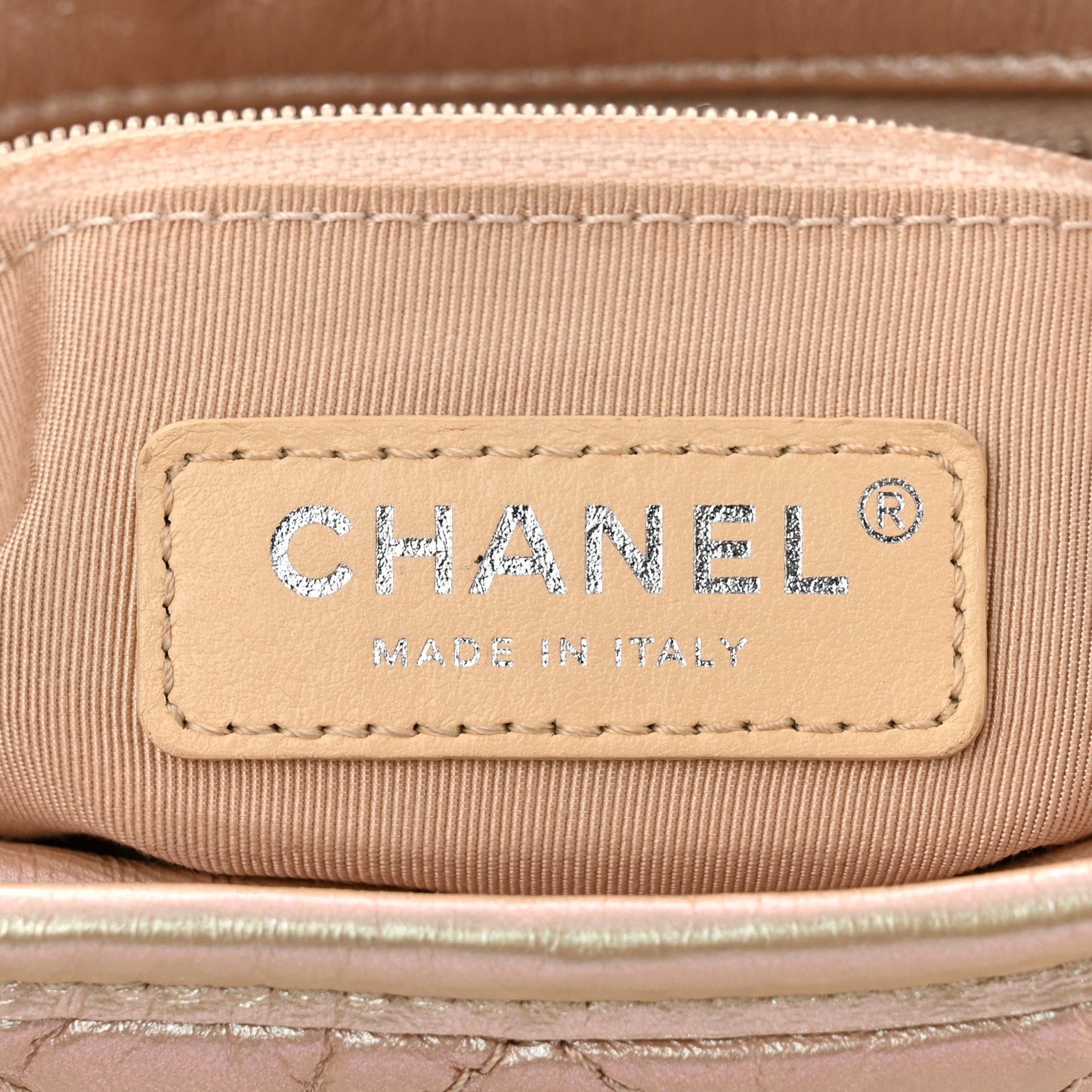 Iridescent Aged Calfskin Quilted Small Gabrielle Hobo Light Pink