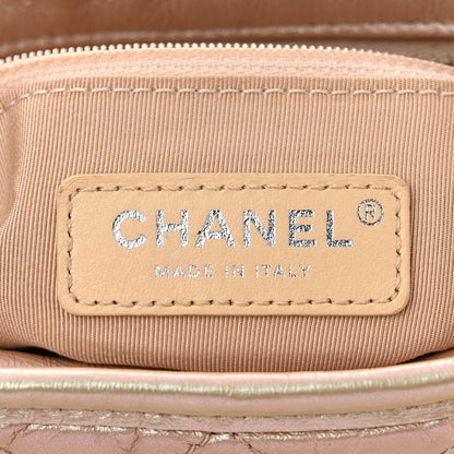 Iridescent Aged Calfskin Quilted Small Gabrielle Hobo Light Pink